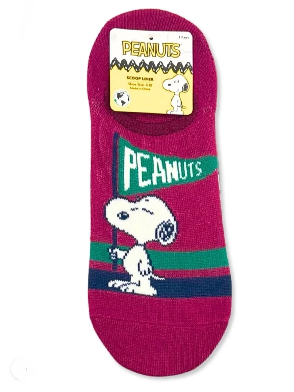2 Peanuts Women’s Scoop Liner Socks 3-Pack